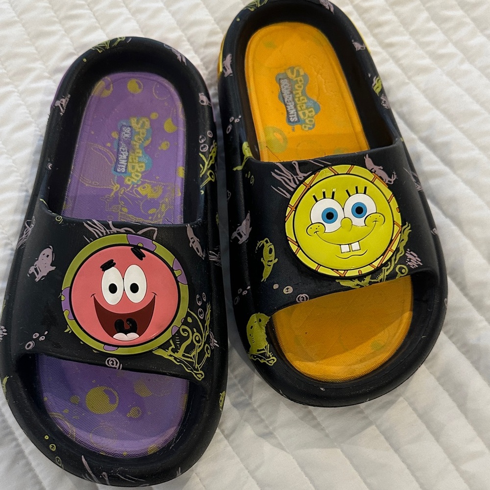 SpongeBob SquarePants Kids Sandals - Black, Yellow, and Purple